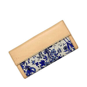 Gucci Folding Long Wallet Beige White Blue Flora 159641